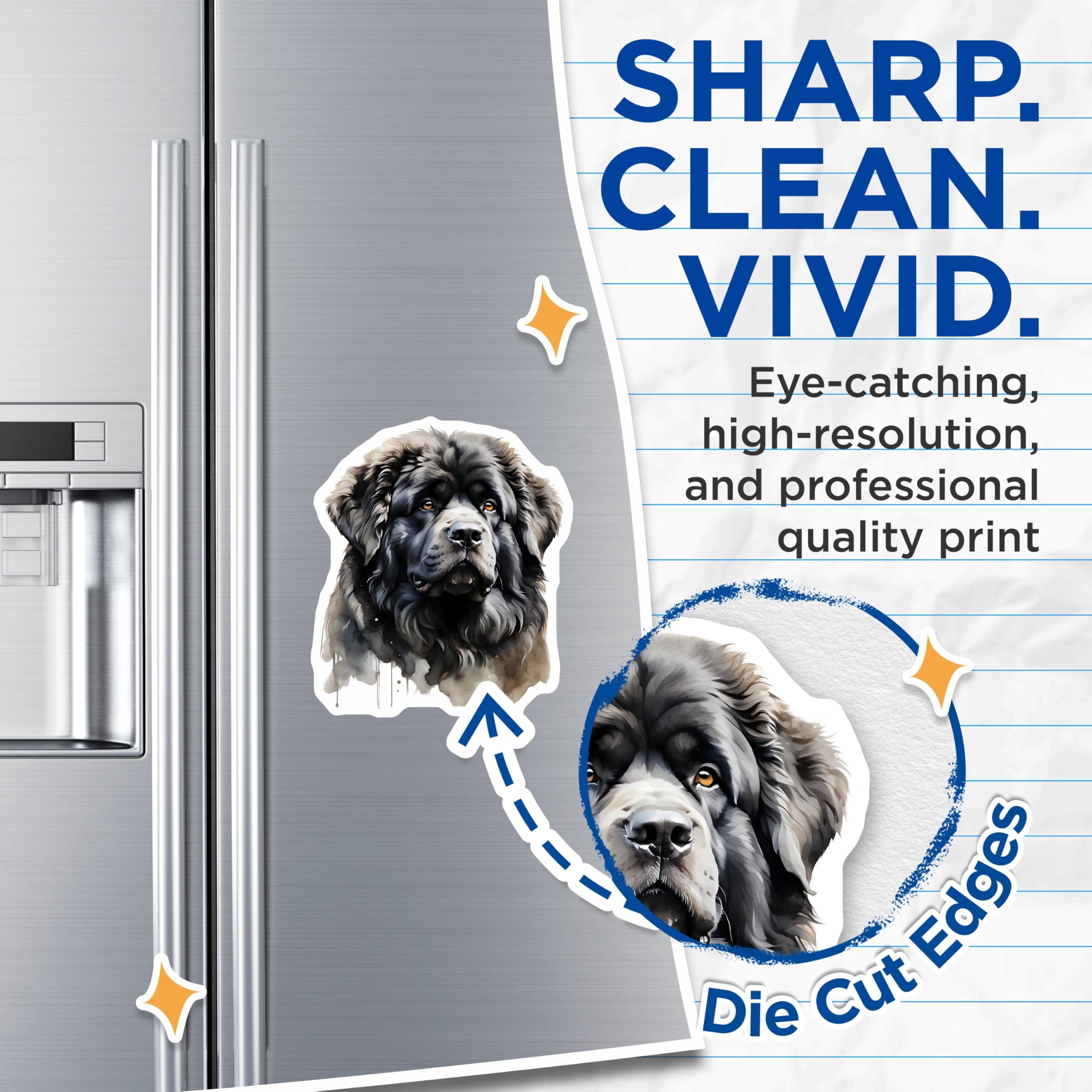 (2 Pack) Newfoundland Dog Magnets - Pet Breed Decor - Dog Lover Refrigerator Magnets - 5" On Longest Side - Premium Magnet - for Cars, Refrigerators, Toolboxes, Lockers - Made in USA - MAG14473