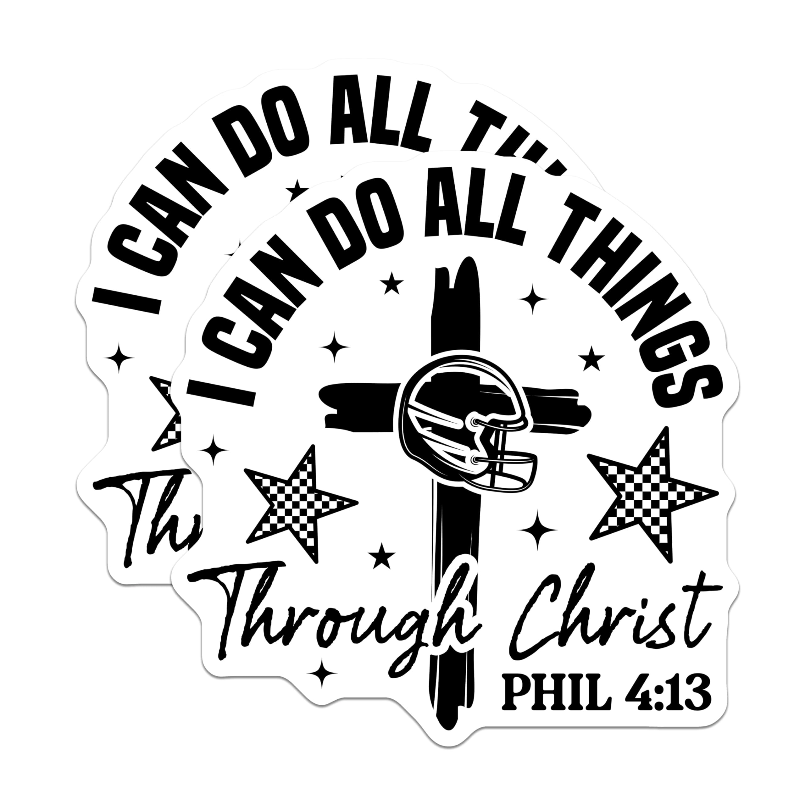 (2 Pack) Christian Football Magnets - Inspirational Verse Magnet - Sports Helmet Phil 4 13 Fridge Decor- 5" On Longest Side - Sticks to Smooth Flat Surfaces - Made in USA - MAG11632