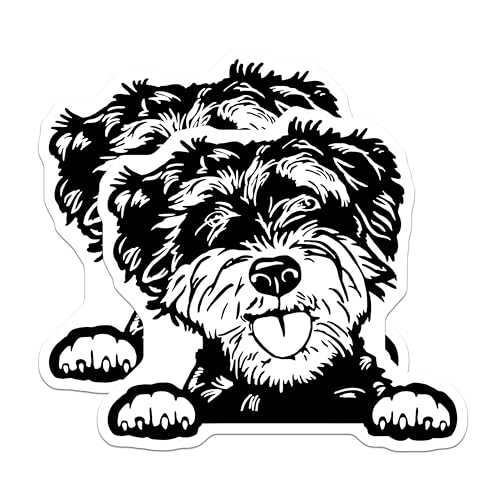 (2 Pack) Playful Dog Magnets - Cute Puppy - Black and White Art Magnet - Adorable Pet Fridge Magnet - 5" On Longest Side - for Cars, Fridges, Toolboxes - Made in USA - MAG4032