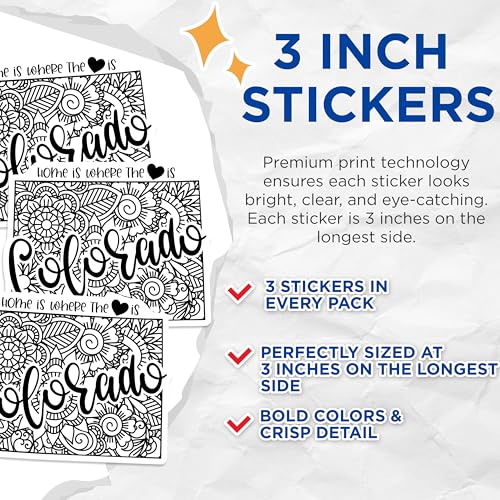 (3 Pack) Colorado Decals - Home is Where The Heart is - Laptop Decals - 3 Inches On Longest Side - Easy Peel & Apply - Made in USA - 3MCS7867