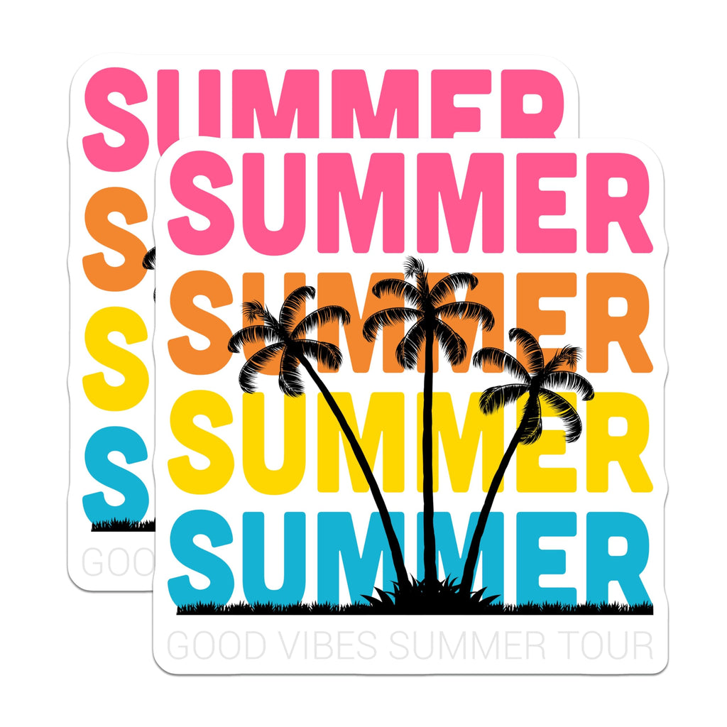 (2 Pack) Summer Vibes Magnets - Palm Tree Decor - Tropical Kitchen Fridge Locker Accessories - 5 Inches On Longest Side - Thick Durable Magnet - Made in USA - MAG22774