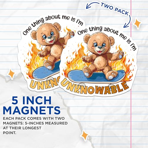 (2 Pack) Funny Teddy Bear Skateboard Magnets - Cute Bear - Office or Fridge ation - 5" On Longest Side - for Cars, Fridges, Toolboxes - Made in USA - MAG4345