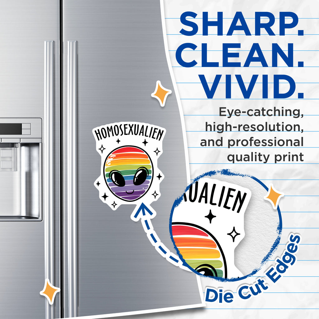 (2 Pack) Homosexualien Magnets - LGBTQ Pride Alien Decor - Queer Affirmation Fridge Art - 5 Inches On Longest Side - Thick Durable Magnet - Made in USA - MAG38670