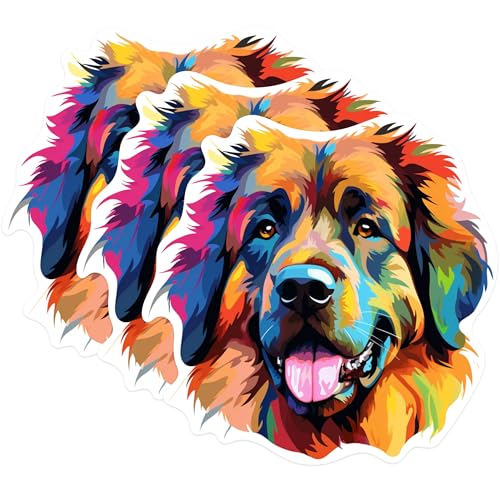 (3 Pack) Tibetan Mastiff Decals - Colorful Dog Breed - Laptop Decal - 3 Inches On Longest Side - Easy Peel & Apply - Made in USA - 3MCS0767