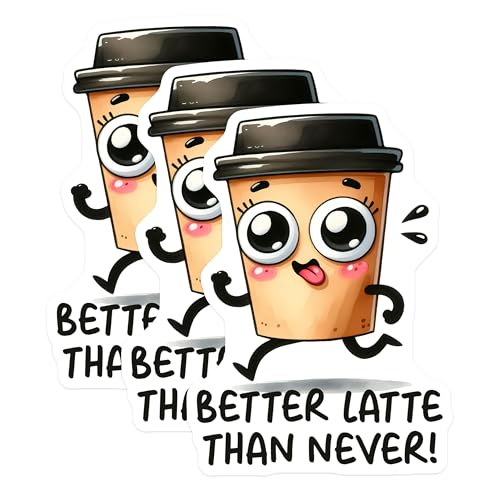 (3 Pack) Coffee Lover Decals - Funny Latte Quote - Kawaii Food Decal - 3 Inches On Longest Side - Easy Peel & Apply - Made in USA - 3MCS2068