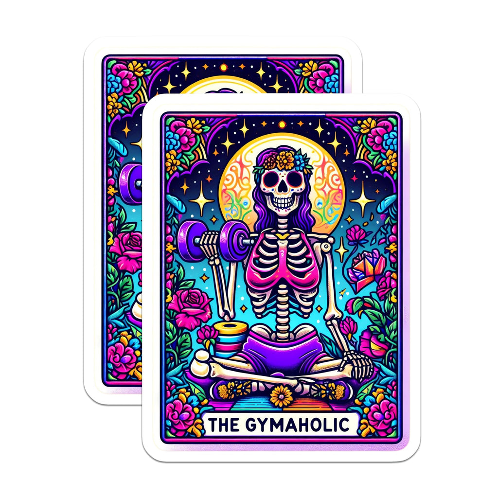 (2 Pack) Gym Skeleton Magnets - Fitness Lover Art - Day of the Dead Calavera Decor - 5 Inches On Longest Side - Thick Durable Magnet - Made in USA - MAG23865