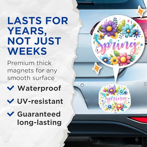 (2 Pack) Spring Flower Magnets - Decorative Flower Decor for Fridge - 5" On Longest Side - for Cars, Fridges, Toolboxes - Made in USA - MAG7993