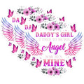 (3 Pack) Daddy's Girl Decals - Angel Wings - Floral Butterfly Decals - 3 Inches On Longest Side - Easy Peel & Apply - Made in USA - 3MCS1813