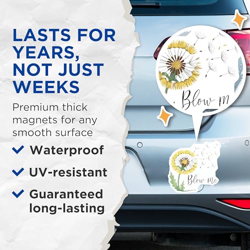 (2 Pack) Dandelion Blow Me Magnets Magnets - Inspirational Home Decor - Flower-Themed Office Accessories - 5" On Longest Side - Made in USA - Sticks to Refrigerators & Metal Surfaces - MAG8618