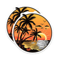 (2 Pack) Tropical Sunset Magnets - Beach Palm Tree Ocean View - Summer Vacation Travel Theme Refrigerator Decor - 5 Inches On Longest Side - Thick Durable Magnet - Made in USA - MAG36502