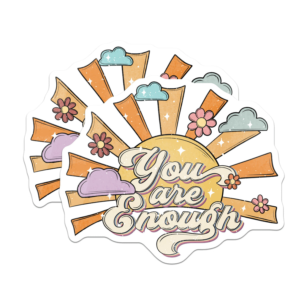 (2 Pack) You are Enough Magnets - Retro Positive Affirmation - Self Love Boho Decor - 5 Inches On Longest Side - Thick Durable Magnet - Made in USA - MAG38310