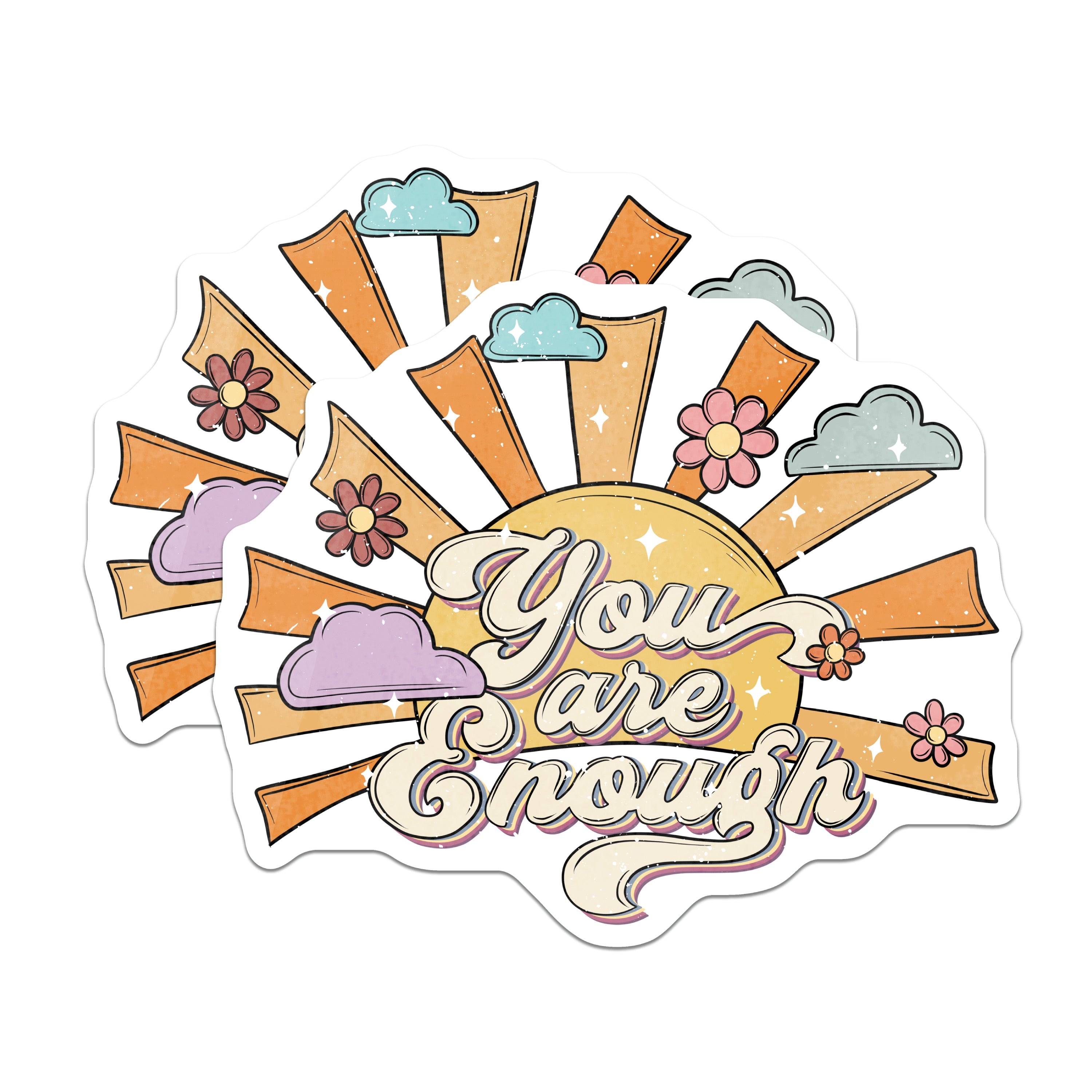 (2 Pack) You are Enough Magnets - Retro Positive Affirmation - Self Love Boho Decor - 5 Inches On Longest Side - Thick Durable Magnet - Made in USA - MAG38310