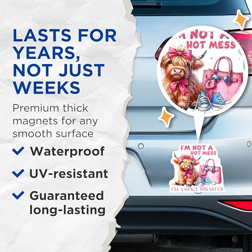 (2 Pack) Funny Cow Magnets - Cute Animal Magnet - Humor Kitchen Decal - 5" On Longest Side - for Cars, Fridges, Toolboxes - Made in USA - MAG3705
