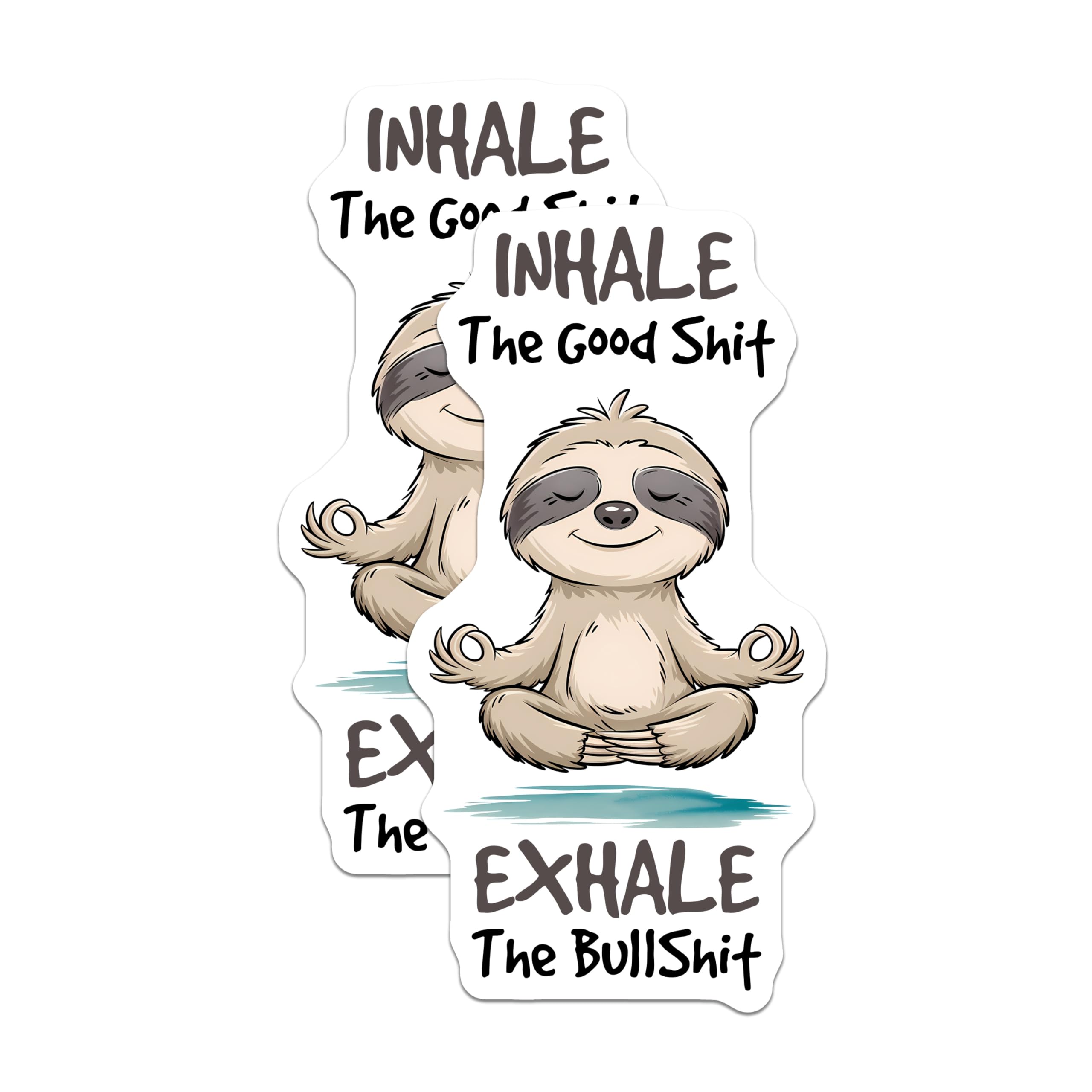(2 Pack) Sloth Meditation Magnets - Inhale Exhale Calm - Funny Fridge Decor- 5" On Longest Side - Sticks to Smooth Flat Surfaces - Made in USA - MAG11507