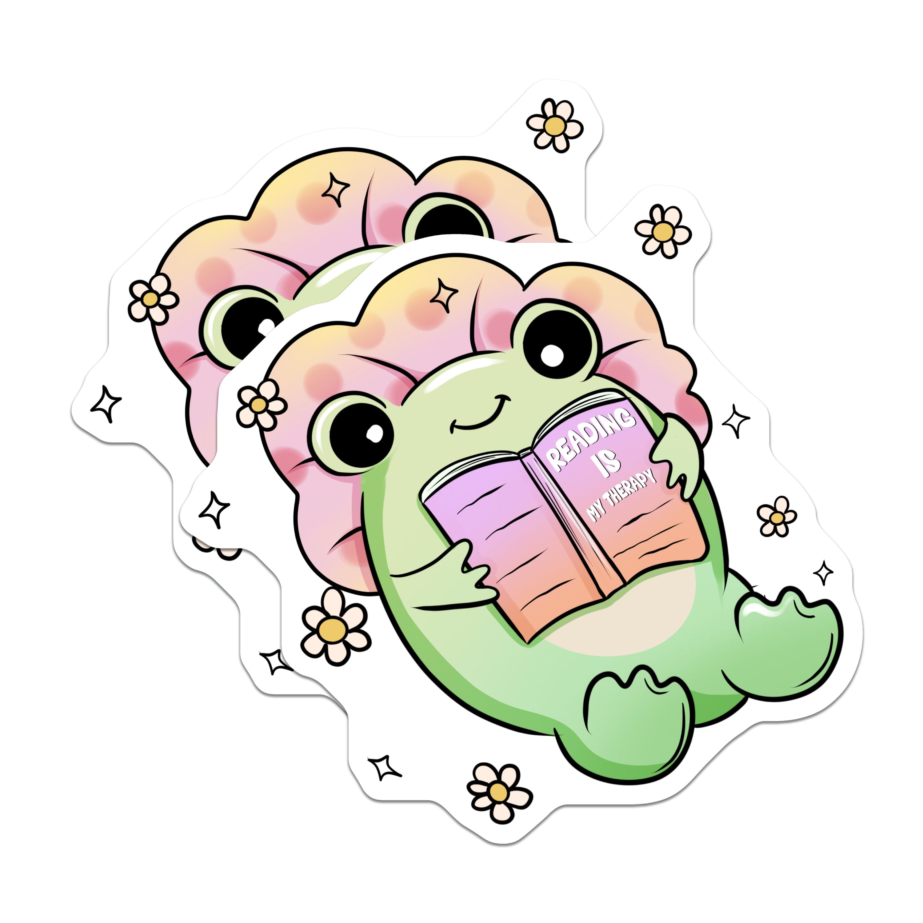 (2 Pack) Reading Frog Magnets - Book Lover Reader Decor - Cute Cozy Mental Health Art - Kawaii Student Literary Items - 5 Inches On Longest Side - Thick Durable Magnet - Made in USA - MAG39207