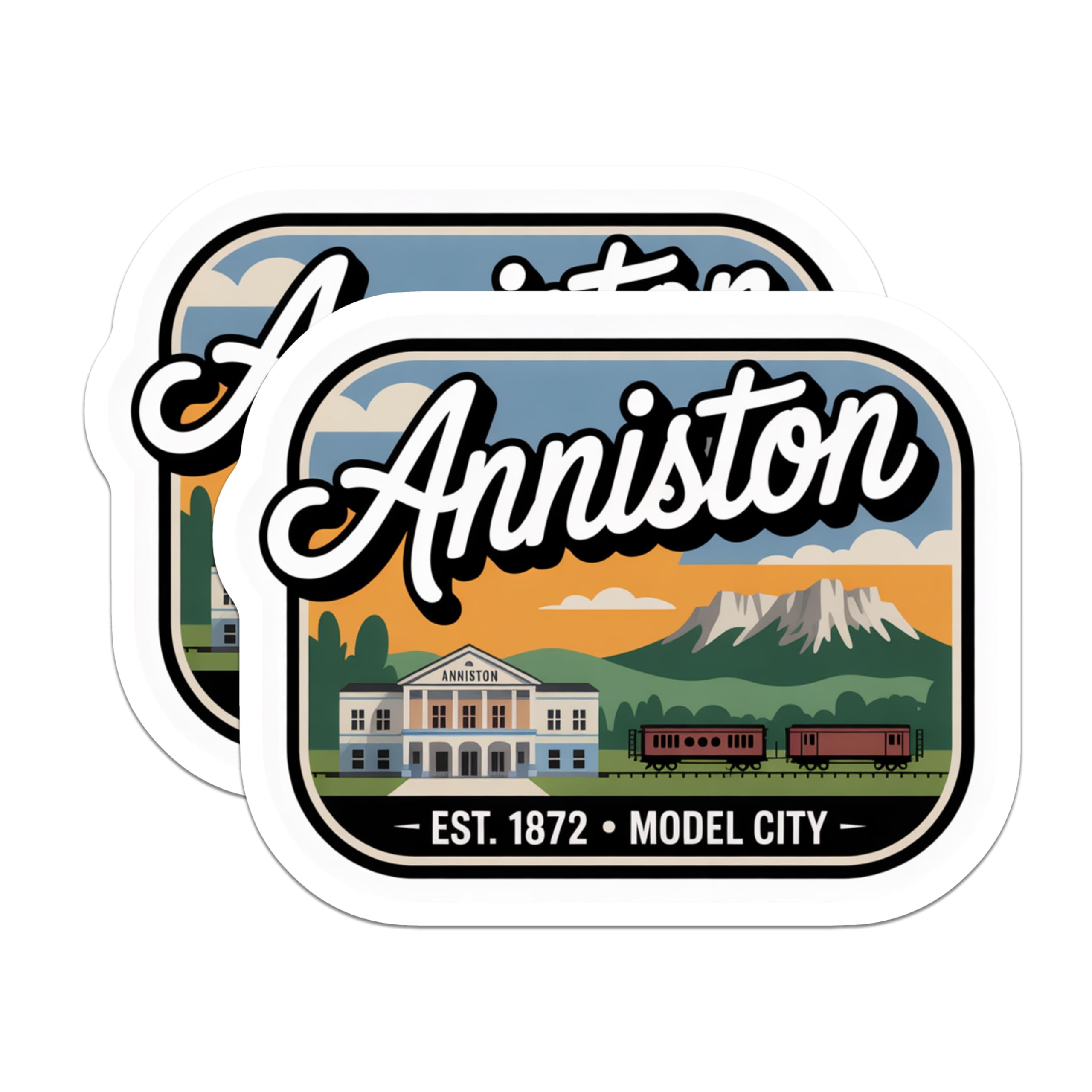 (2 Pack) Anniston Alabama Magnets - Model City - Train Decor Fridge Souvenir - 5" On Longest Side - Premium Magnet - for Cars, Refrigerators, Toolboxes, Lockers - Made in USA - MAG17607