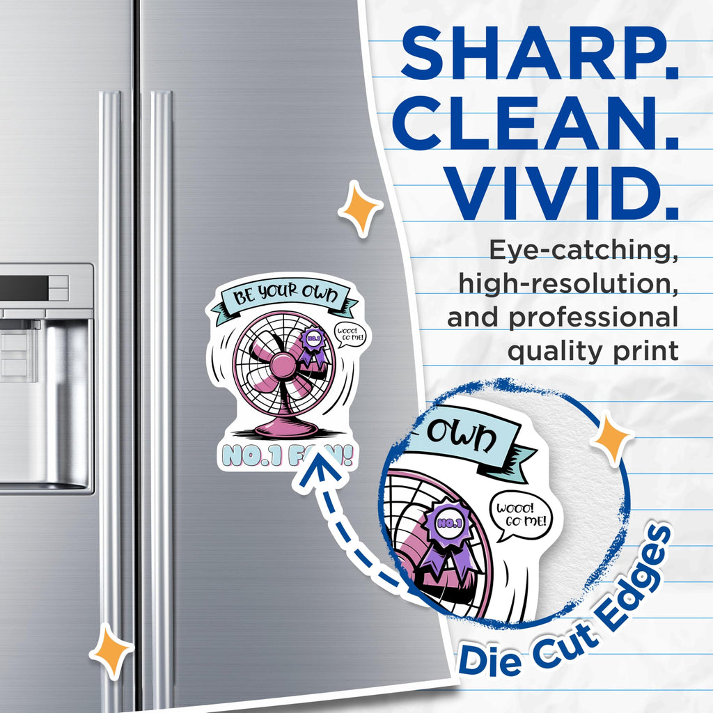 (2 Pack) Number One Fan Magnets - Electric Fan Art - Self Love Decor - 5" On Longest Side - Premium Magnet - for Cars, Refrigerators, Toolboxes, Lockers - Made in USA - MAG16298