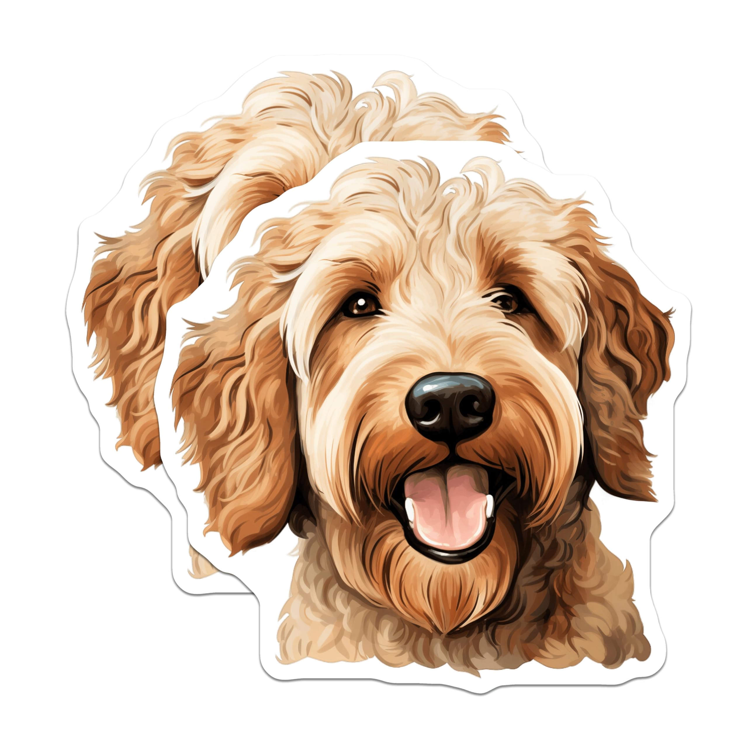 (2 Pack) Goldendoodle Magnets - Happy Dog Art - Pet Parent Decor - 5 Inches On Longest Side - Thick Durable Magnet - Made in USA - MAG29481
