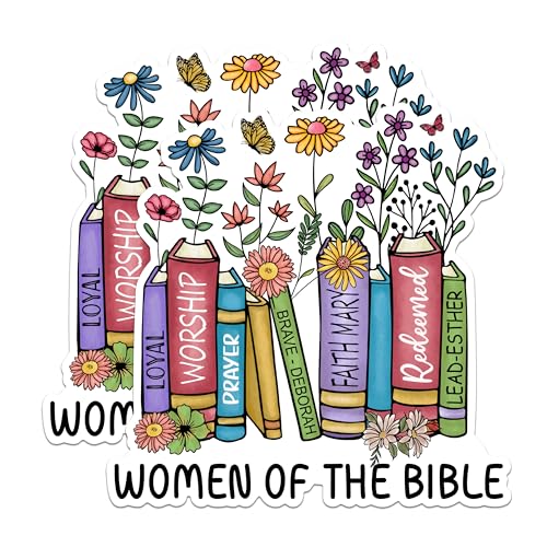 (2 Pack) Women of The Bible Stickers - Inspirational Book Stickers - Faith-Based Decorative Stickers - 5" On Longest Side - Sticks to Any Smooth Flat Surface - Made in USA - BMCS3053