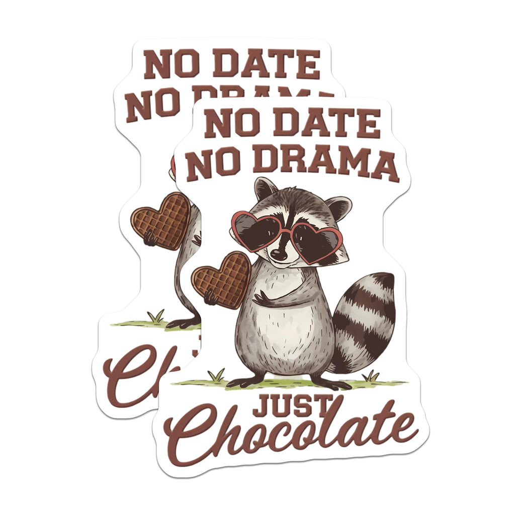 (2 Pack) No Date No Drama Chocolate Magnets - Funny Raccoon Waffle Lover Fridge Decor - Humorous Animal Kitchen Accent - 5 Inches On Longest Side - Thick Durable Magnet - Made in USA - MAG22862