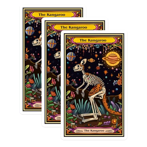 (3 Pack) Kangaroo Skeleton Decals - Celestial Animal Art - Laptop Stickers - 3 Inches On Longest Side - Easy Peel & Apply - Made in USA - 3MCS2420