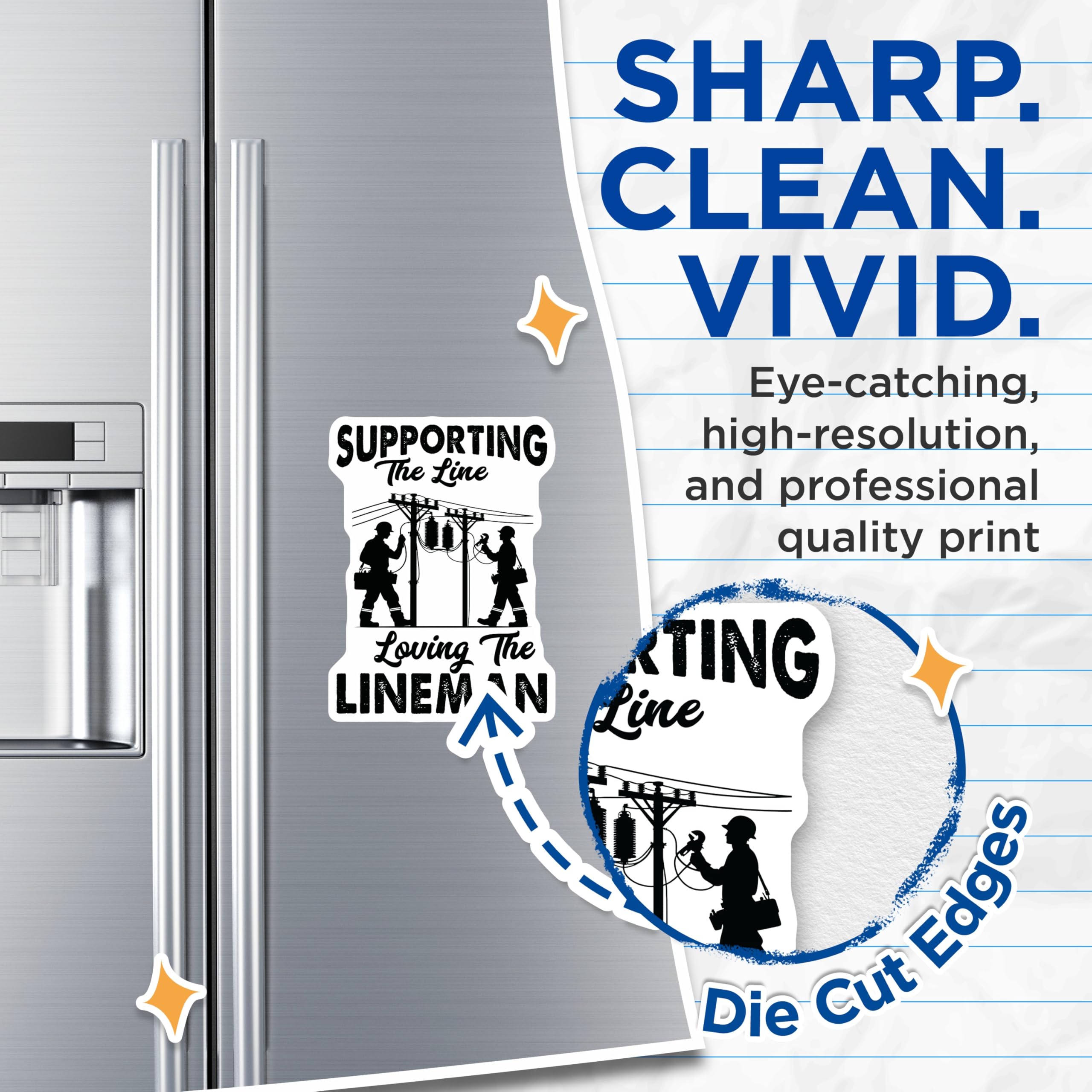 (2 Pack) Lineman Magnets - Electrical Worker Support - Power Line Crew Decor - 5 Inches On Longest Side - Thick Durable Magnet - Made in USA - MAG20698
