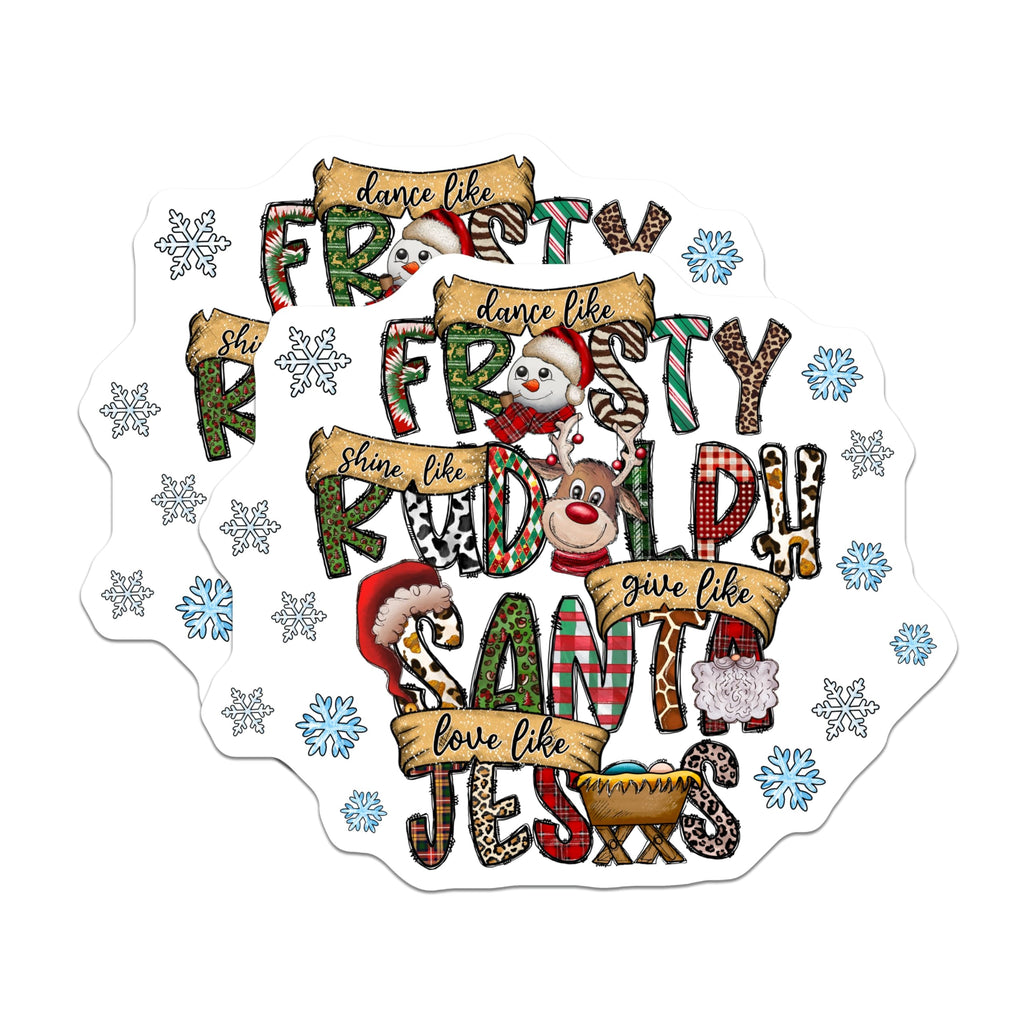(2 Pack) Christian Christmas Refrigerator Magnets - Festive Holiday Decor - Rudolph Frosty Santa Jesus Message - 5 Inches On Longest Side - Thick Durable Magnet - Made in USA - MAG29407