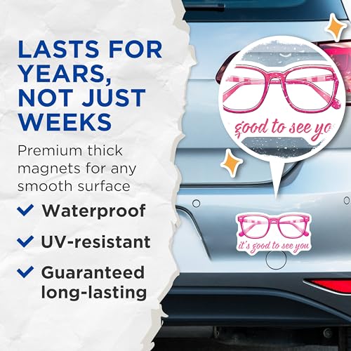 (2 Pack) Glasses Magnets - It's Good to See You Quote - 5" On Longest Side - for Cars, Fridges, Toolboxes - Made in USA - MAG8088