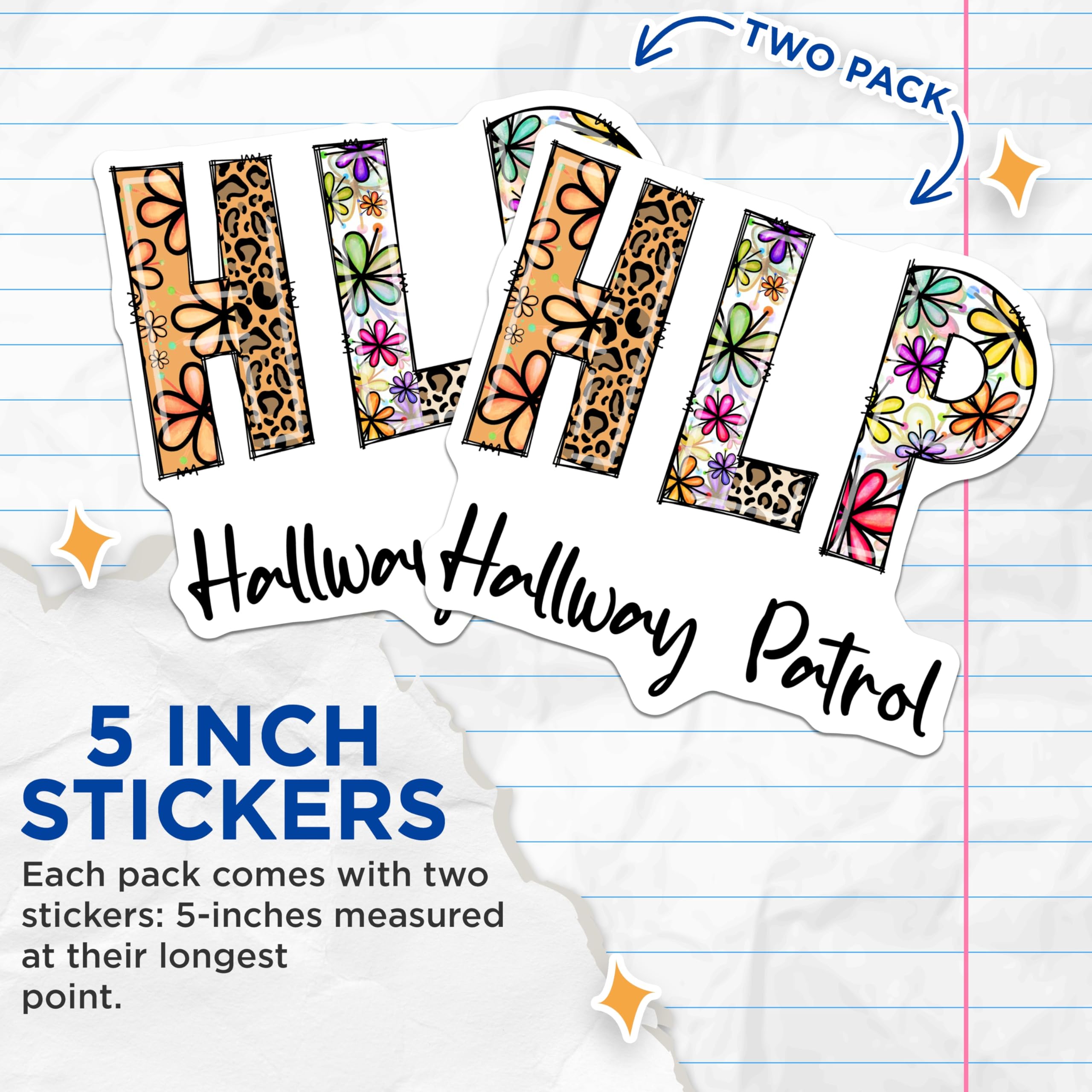 (2 Pack) Hallway Patrol Stickers - School Stickers - Teacher Stickers - 5" On Longest Side - Sticks to Smooth Flat Surfaces - Made in USA - BMCS15835