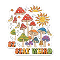 (2 Pack) Mushroom Stay Weird Magnets - Retro Sun Star Decor - Quirky Refrigerator Magnet - 5" On Longest Side - Premium Magnet - for Cars, Refrigerators, Toolboxes, Lockers - Made in USA - MAG17818