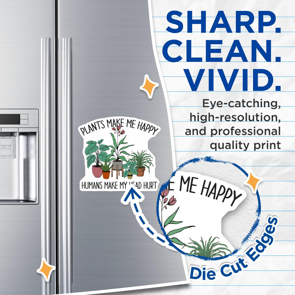 (2 Pack) Plant Lover Magnets - Plants Make Me Happy - Funny Sarcastic Plant Magnet - 5" On Longest Side - Premium Magnet - for Cars, Refrigerators, Toolboxes, Lockers - Made in USA - MAG18847