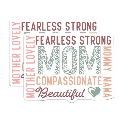 (2 Pack) Fearless Strong Mom Stickers - Compassionate Mother - Lovely Mommy - 5" On Longest Side - Sticks to Smooth Flat Surfaces - Made in USA - BMCS6437
