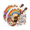 (2 Pack) Love Tunes Stickers - Guitar Flower Stickers - Rainbow Music Stickers - 5" On Longest Side - Sticks to Smooth Flat Surfaces - Made in USA - BMCS6145
