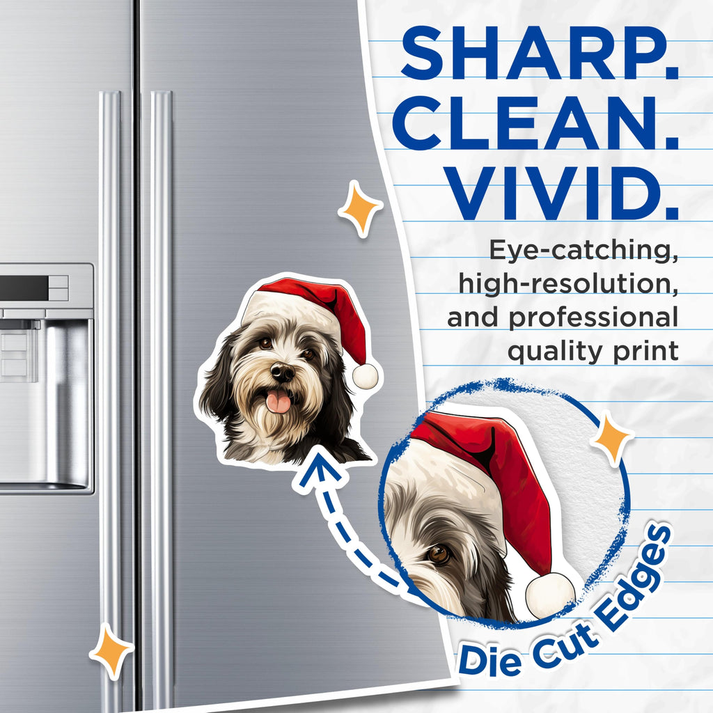 (2 Pack) Havanese Christmas Dog Magnets - Santa Hat Puppy Fridge Decor - Festive Animal Pet Lover Accent - 5 Inches On Longest Side - Thick Durable Magnet - Made in USA - MAG29362