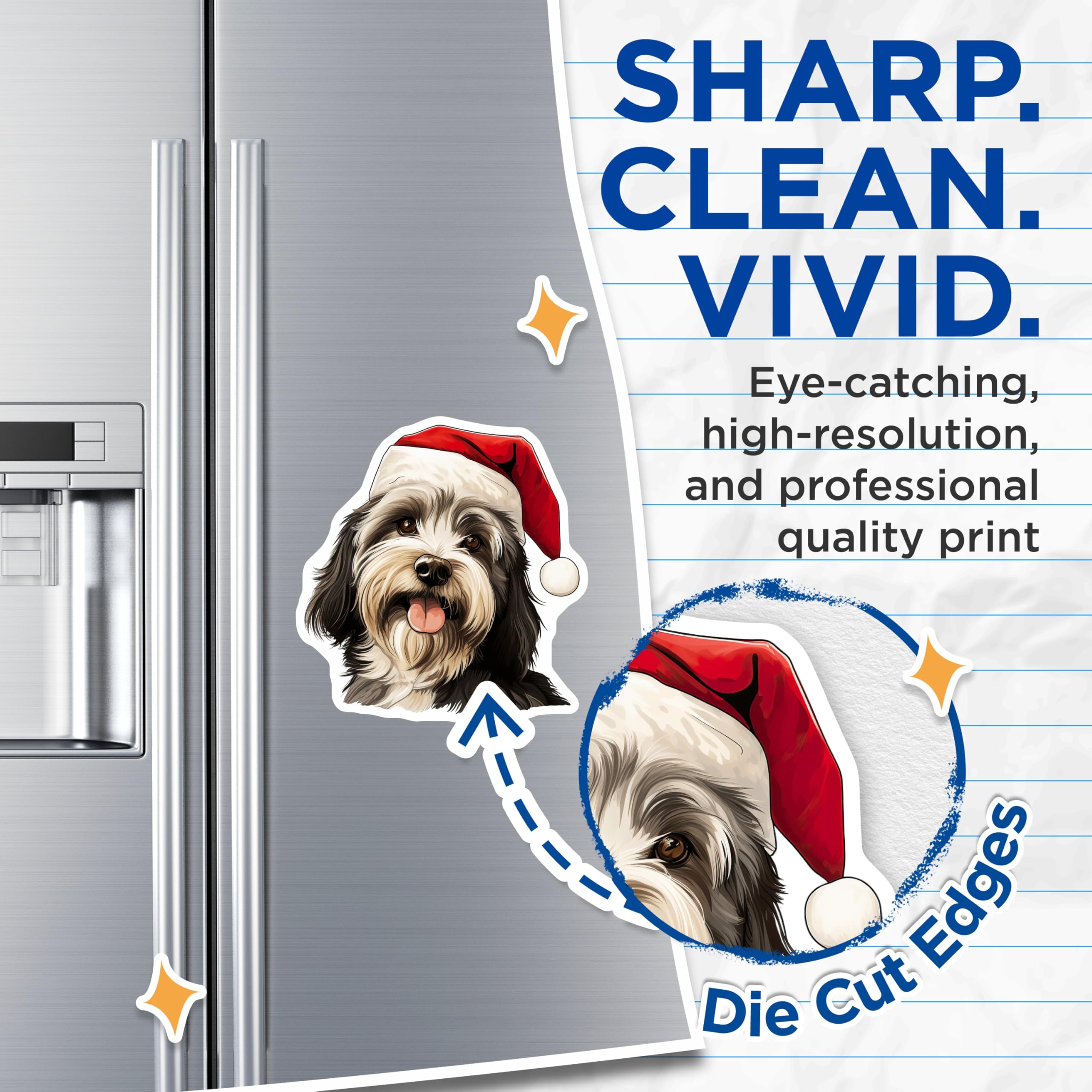 (2 Pack) Havanese Christmas Dog Magnets - Santa Hat Puppy Fridge Decor - Festive Animal Pet Lover Accent - 5 Inches On Longest Side - Thick Durable Magnet - Made in USA - MAG29362