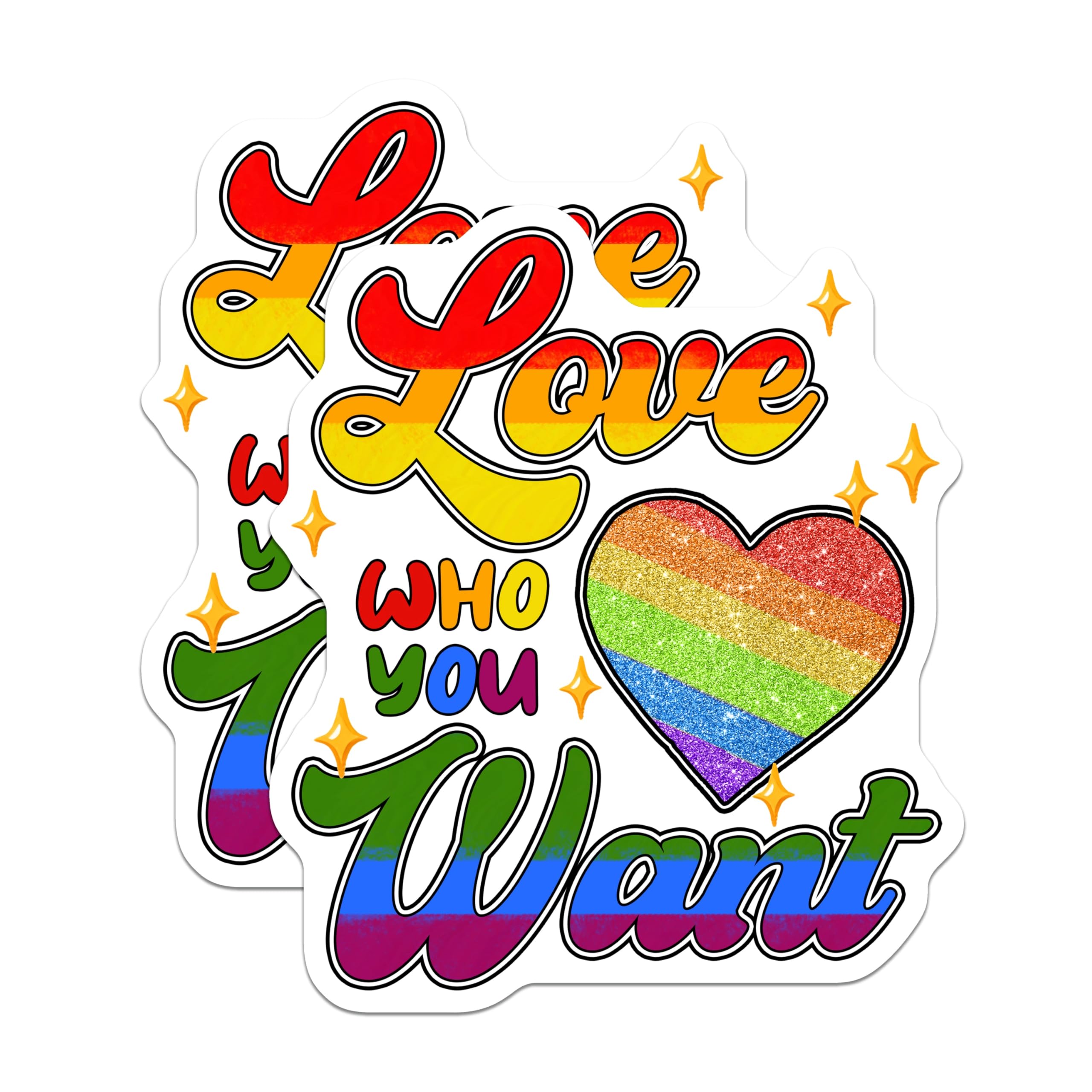 (2 Pack) Pride Love Magnets - LGBTQIA+ Decoration - Love Who You Want Message - 5" On Longest Side - Premium Magnet - for Cars, Refrigerators, Toolboxes, Lockers - Made in USA - MAG16921