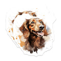 (2 Pack) Long Haired Dachshund Magnets - Happy Brown Wiener Dog Art - Pet Parent Refrigerator Locker Decor - 5 Inches On Longest Side - Thick Durable Magnet - Made in USA - MAG26379