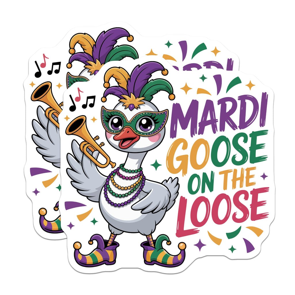 (2 Pack) Mardi Goose Magnets - Quirky Festive Animal Artwork - New Orleans Fat Tuesday Celebration Decor for Refrigerators - 5 Inches On Longest Side - Thick Durable Magnet - Made in USA - MAG22116