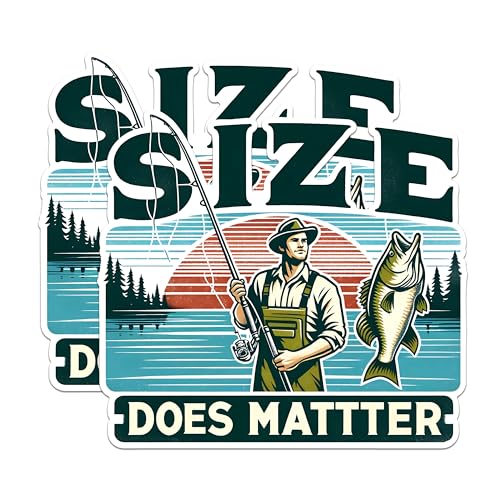 (2 Pack) Size Does Matter Magnets - Fishing Humor Magnets - Outdoor Enthusiast Decor Magnets - Funny Fisherman Quotes- 5" On Longest Side - for Fridges, Toolboxes, Cars - Made in USA - MAG2635