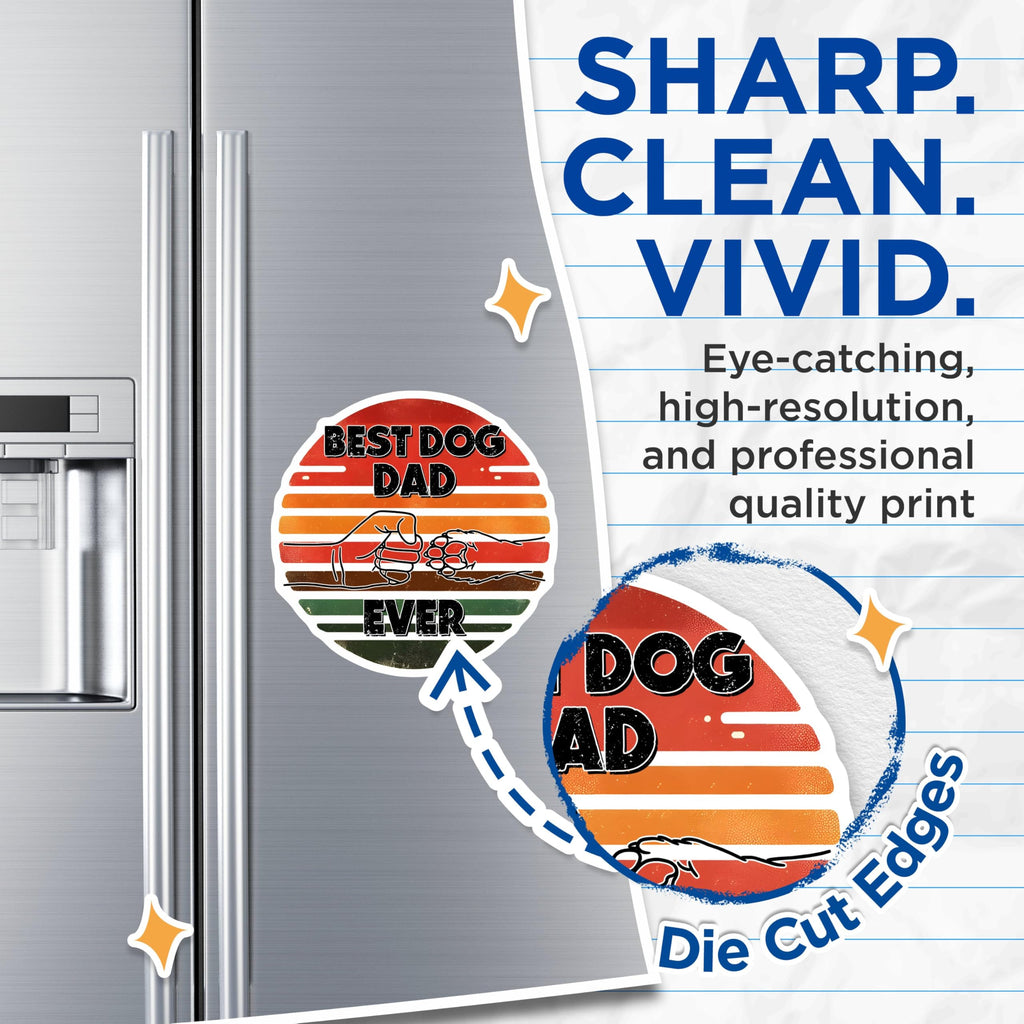 (2 Pack) Best Dog Dad Ever Magnets - Fun Dog Lover - Pet Parent - Dog Dad Gifts - 5" On Longest Side - for Cars, Refrigerators, Toolboxes, Lockers - Made in USA BMCS3241