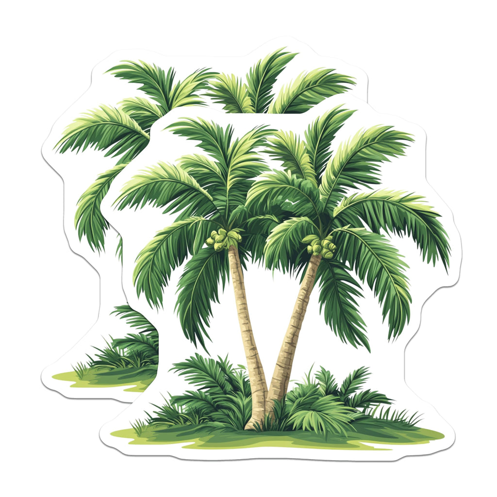 (2 Pack) Tropical Palm Tree Magnets - Island Paradise Scene - Coastal Home Decor Magnets - 5 Inches On Longest Side - Thick Durable Magnet - Made in USA - MAG23313