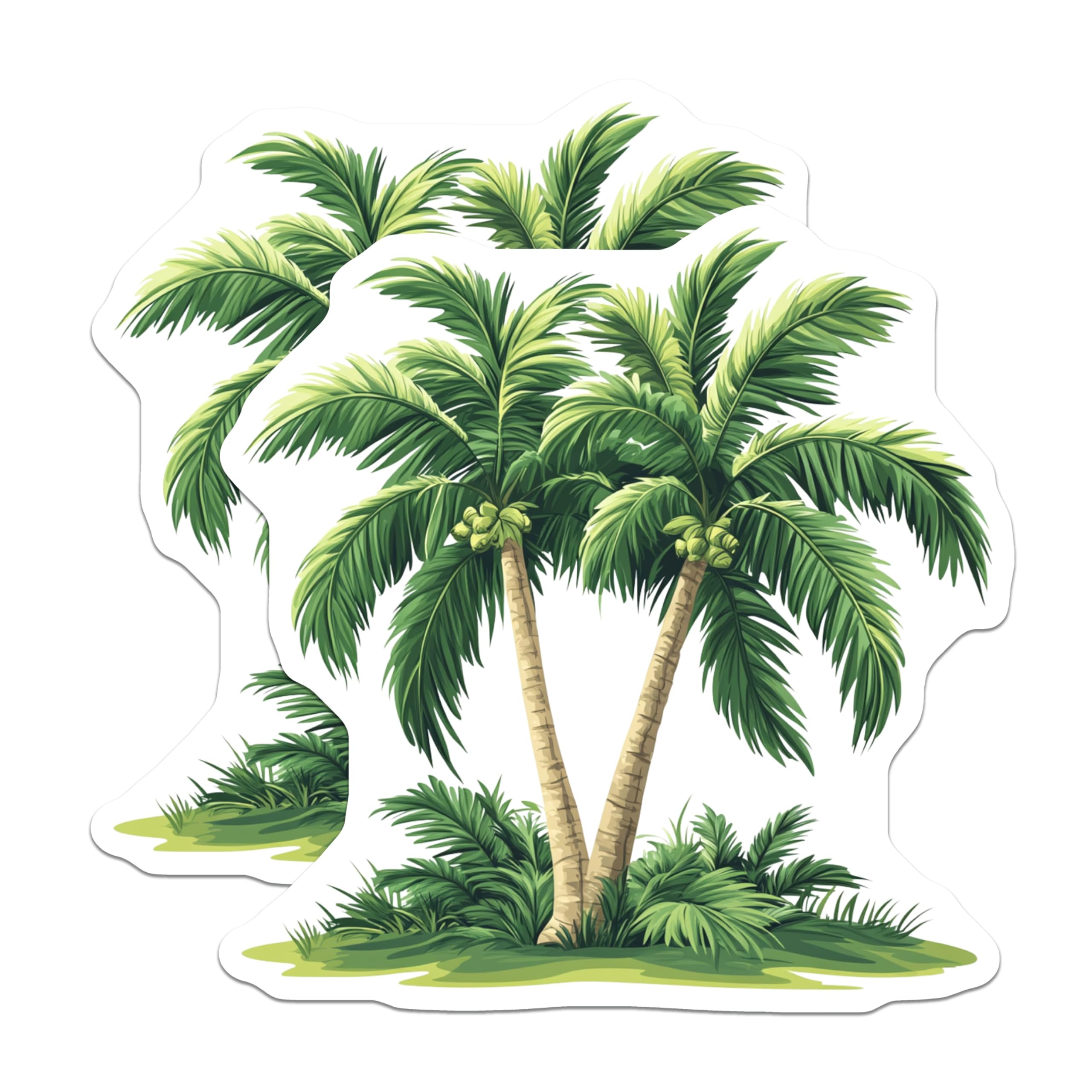 (2 Pack) Tropical Palm Tree Magnets - Island Paradise Scene - Coastal Home Decor Magnets - 5 Inches On Longest Side - Thick Durable Magnet - Made in USA - MAG23313