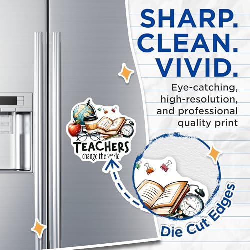 (2 Pack) Teachers Change The World Magnets - Classroom Decor - 5" On Longest Side - for Cars, Fridges, Toolboxes - Made in USA - MAG8033