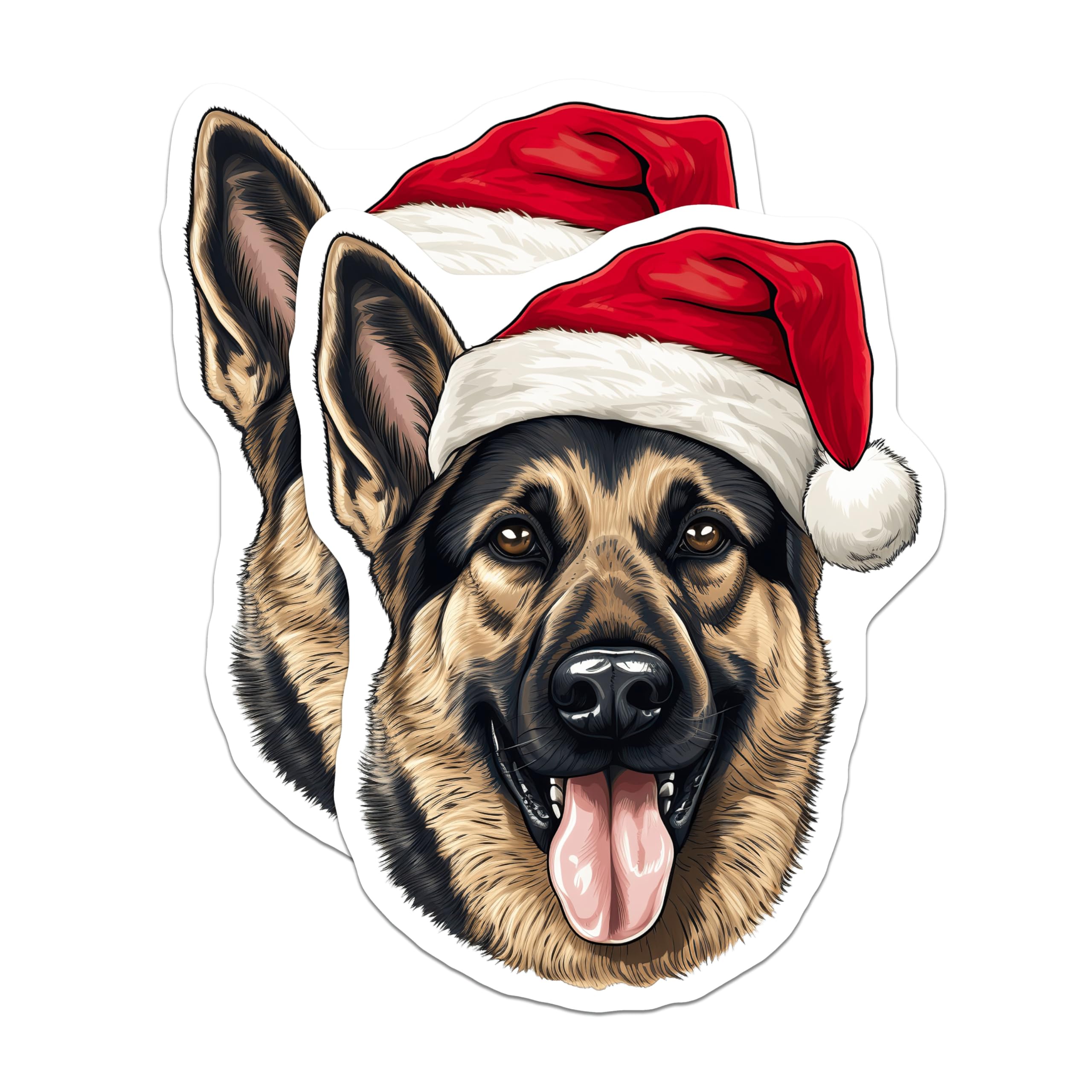 (2 Pack) German Shepherd Christmas Magnets - Holiday Dog Lover Decor - Pet Parent Festive Canine Item - 5 Inches On Longest Side - Thick Durable Magnet - Made in USA - MAG29686