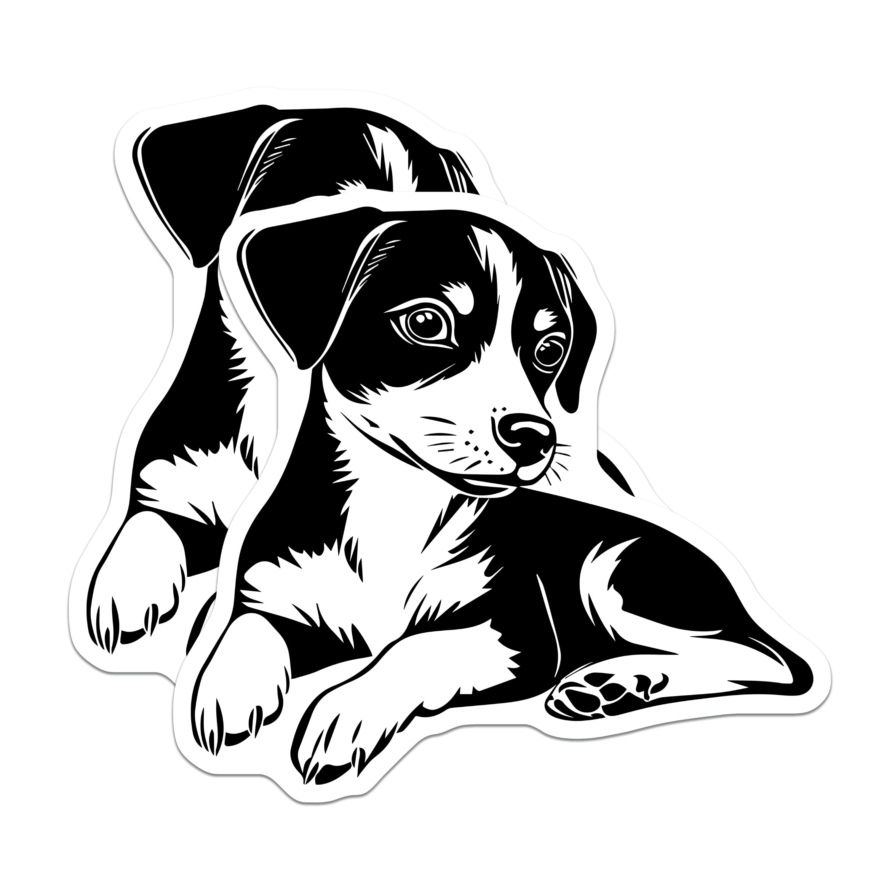 (2 Pack) Cute Puppy Dog Magnets - Black White Pet Lover Decor - Animal Fridge Accessories - 5 Inches On Longest Side - Thick Durable Magnet - Made in USA - MAG39869