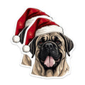 (2 Pack) Mastiff Christmas Magnets - Santa Hat Dog Decor - Holiday Pet Refrigerator - 5 Inches On Longest Side - Thick Durable Magnet - Made in USA - MAG25445