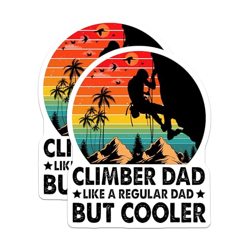 (2 Pack) Climber Dad Stickers - Rock Climbing Dad Stickers - Outdoors Adventure Stickers - 5" On Longest Side - Sticks to Smooth Flat Surfaces - Made in USA - BMCS3963
