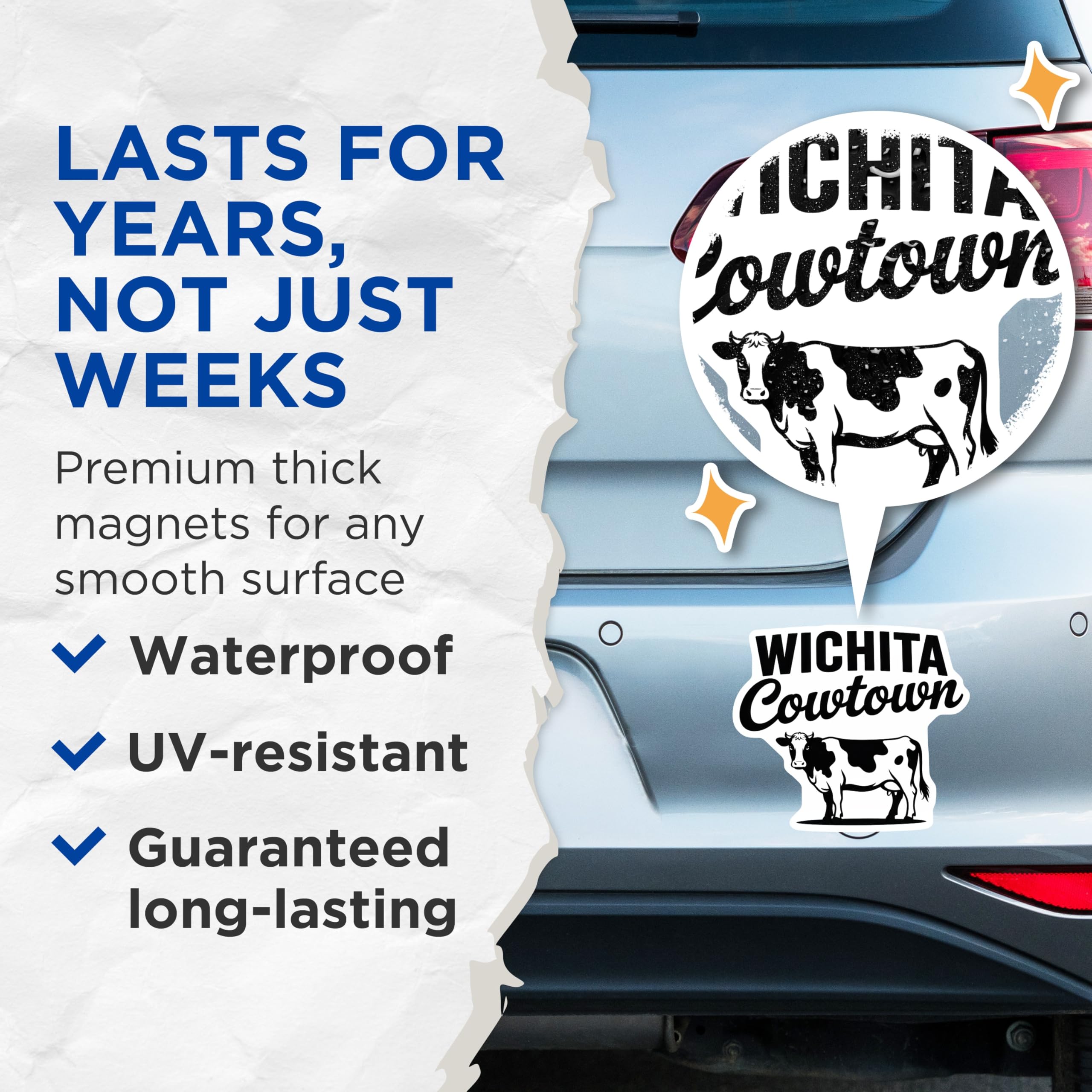 (2 Pack) Wichita Cowtown Magnets - Kansas Souvenir - Fridge Magnets - 5" On Longest Side - Premium Magnet - for Cars, Refrigerators, Toolboxes, Lockers - Made in USA - MAG18657