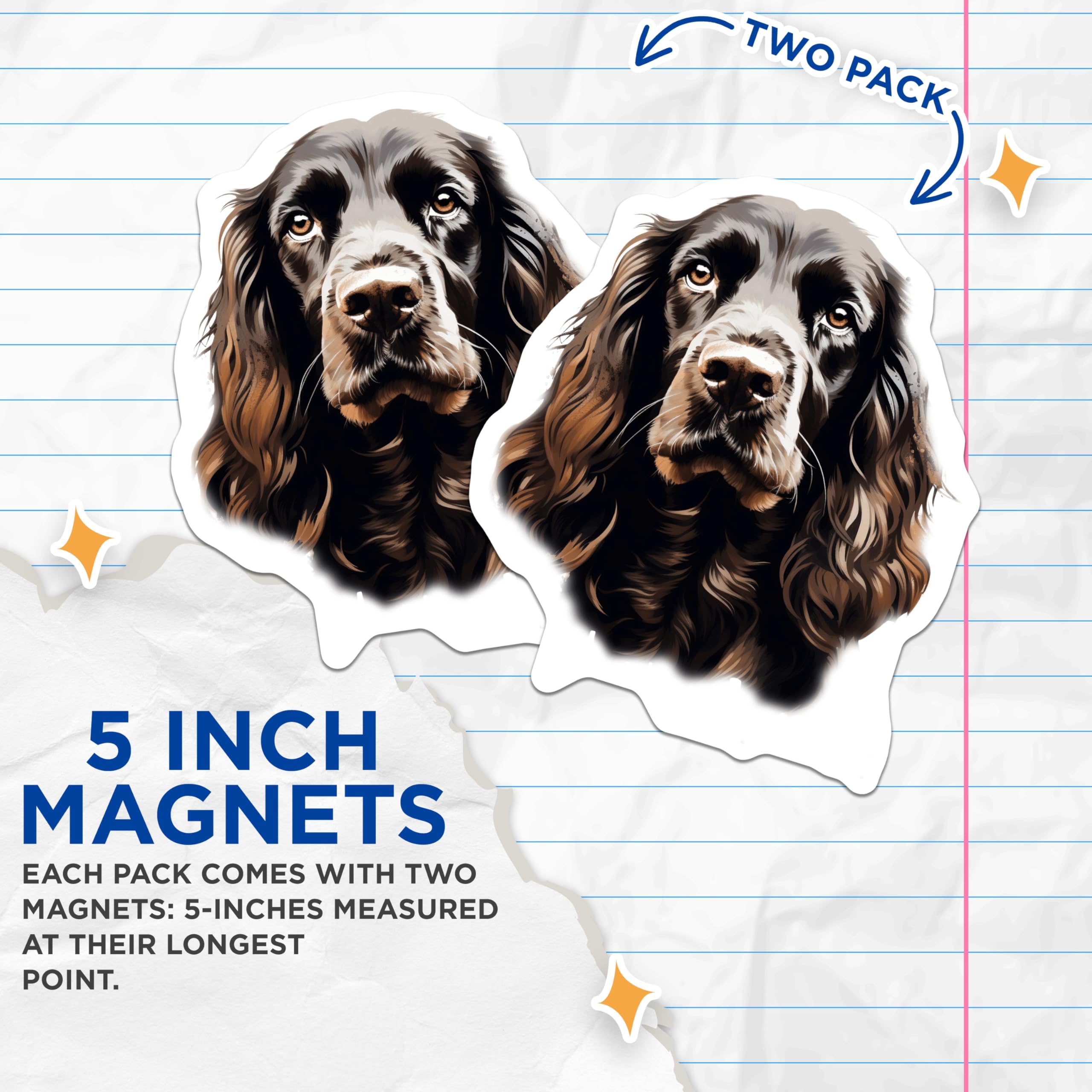 (2 Pack) Brown Cocker Spaniel Magnets - Dog Lover Decor - Pet Portrait Art for Fridge - 5 Inches On Longest Side - Thick Durable Magnet - Made in USA - MAG23735