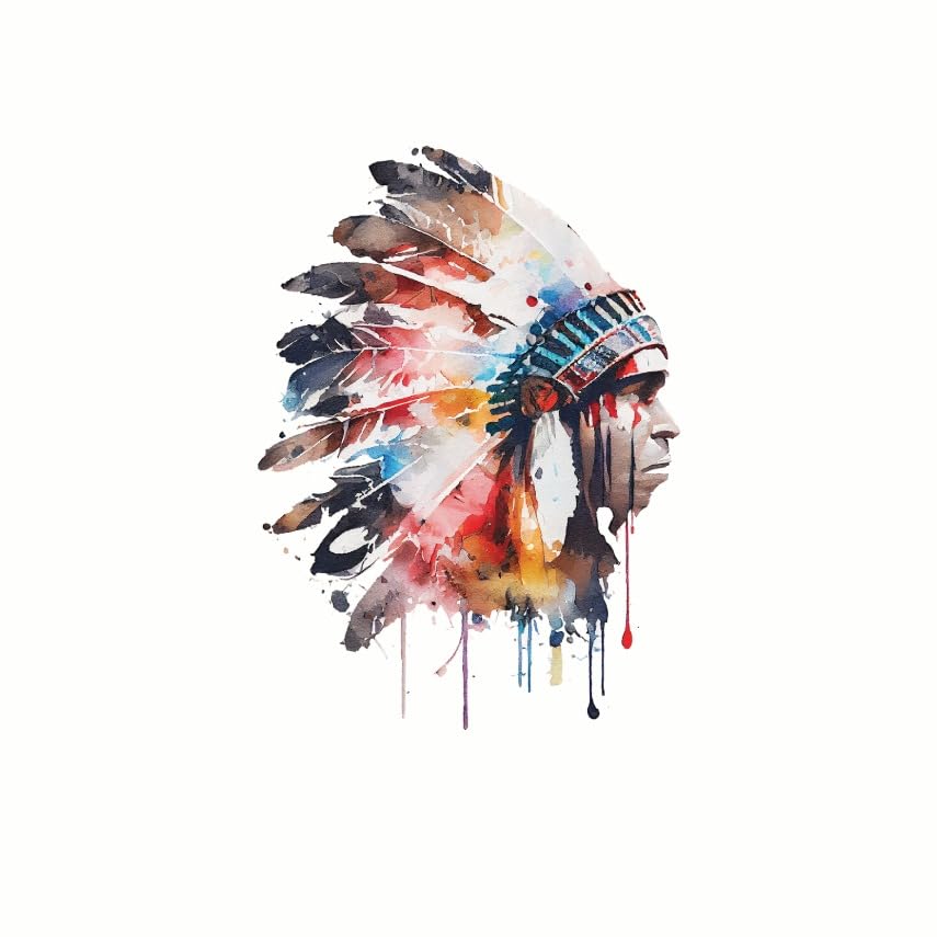 (3 Pack) Native American Decals - Watercolor Chief Decal - Laptop Decals - 3 Inches On Longest Side - Easy Peel & Apply - Made in USA - 3MCS7781